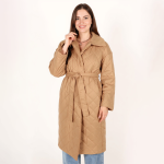 Camel Quilted Longline Coat - Image 5