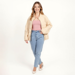 Beige Quilted Zip Jacket - Image 2