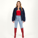 Navy Quilted Zip Jacket