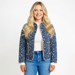 Navy Floral Quilted Jacket