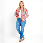 Red Floral Quilted Jacket - Image 3