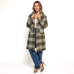 Olive Plaid Longline Coat