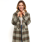 Olive Plaid Longline Coat - Image 5