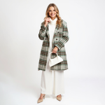 Olive Plaid Longline Coat - Image 6