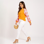 Bright Crochet Sleeve Knit Sweater - Image 2