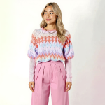 Aubri Pastel Puff-Sleeve Sweater
