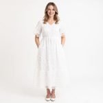 The Nadene Elegant White Midi Dress