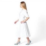 Tiered Poplin White Midi Dress - Image 3
