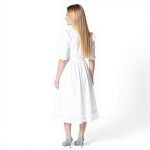 Tiered Poplin White Midi Dress - Image 4