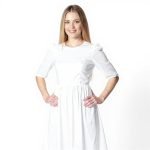 Tiered Poplin White Midi Dress - Image 5
