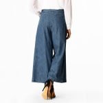 Wide-Leg Denim Cropped Pants - Image 3