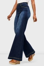 High-Rise Wide-Leg Denim Pants - Image 2