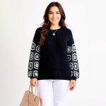 Naomi Crochet Sleeve Sweater - Image 3