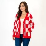 Lydia Checkerboard Knit Cardigan