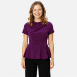 Crepe Peplum Cowl Neck Top - Image 3