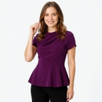 Crepe Peplum Cowl Neck Top