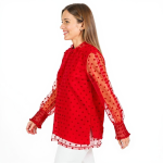 Charming Red Dotted Blouse - Image 3