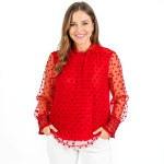 Charming Red Dotted Blouse - Image 2