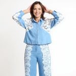 Sky Lace Patch Denim Shirt - Image 3
