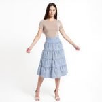 Celeste Blue Tiered Midi Skirt - Image 2