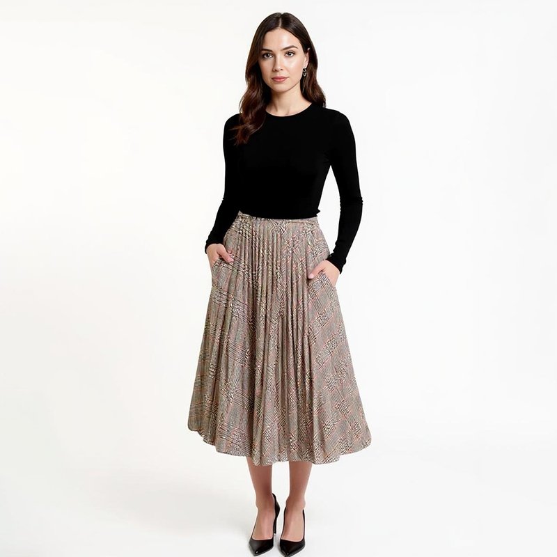 PicjamDownload-38-1 Hazel Plaid Pleated Midi Skirt - Image 1