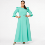 Aqua Ruffle Sleeve Maxi Dress - Image 2
