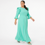Aqua Ruffle Sleeve Maxi Dress - Image 4