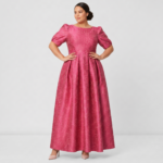 Puff Sleeve Jacquard Maxi Dress - Image 2