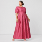 Puff Sleeve Jacquard Maxi Dress - Image 4
