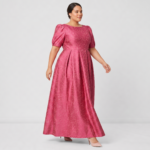Puff Sleeve Jacquard Maxi Dress - Image 6