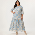 Blue Crochet Lace Maxi Dress - Image 2