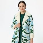 Blue Floral Longline Shearling Coat - Image 6