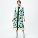 Blue Floral Longline Shearling Coat