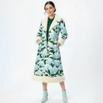 Blue Floral Longline Shearling Coat - Image 2