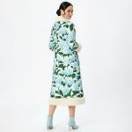 Blue Floral Longline Shearling Coat - Image 4
