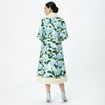 Blue Floral Longline Shearling Coat - Image 7