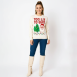 Too Lit To Quit Christmas Sweater - Image 2