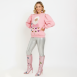 Pink Santa Butterfly Christmas Sweater - Image 3