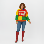 Color Block Merry & Bright Christmas Sweater