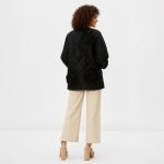 Black Quilted Floral Bomber Jacket - Image 6
