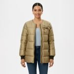 Metallic Gold Puffer Bomber Jacket - Image 4