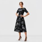 Lara Black Floral Midi Dress - Image 2