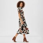 Geometric Print Belted Midi Dress - Image 4