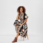 Geometric Print Belted Midi Dress - Image 3