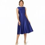 Royal Blue Satin Midi Dress - Image 4