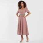 Pink Lace Trim Midi Dress - Image 2