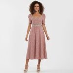 Pink Lace Trim Midi Dress - Image 5