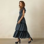 Navy Polka Dot Tiered Maxi Dress - Image 5