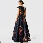 Black Floral Print Evening Maxi Dress - Image 6