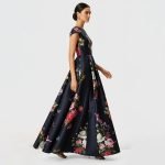 Black Floral Print Evening Maxi Dress - Image 5